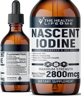Flacon de complément alimentaire Iode Nascent 2800mcg 2oz vue de face