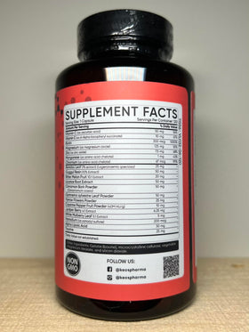 Flacon de complément alimentaire KeosPharma ouvert montrant les capsules