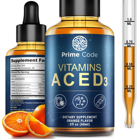 Flacon de complément alimentaire liquide Code avec vitamines A, C, D3 et E