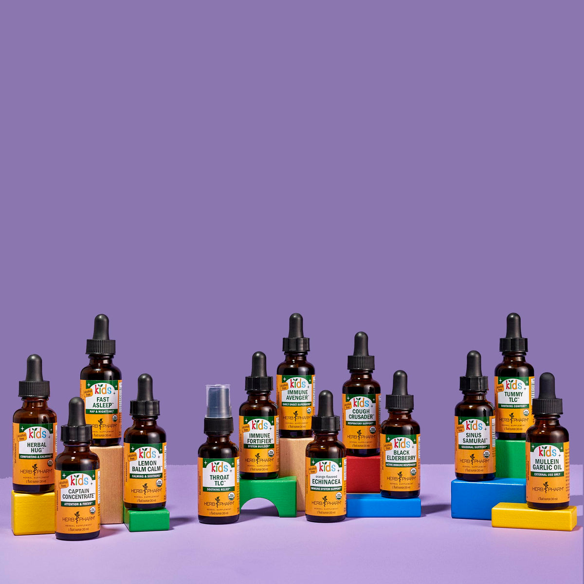 Flacon de Complément Alimentaire Liquide Herb Pharm sur une surface en bois