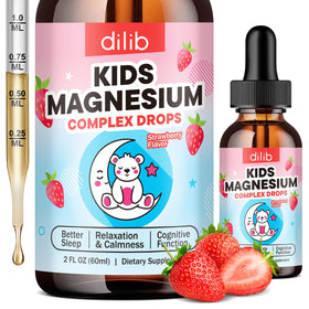 Flacon de complément alimentaire liquide magnésium pour enfants dilib 150g, goût fraise