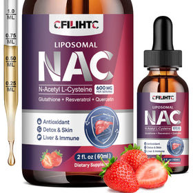 Flacon de complément alimentaire liquide NAC 600mg saveur fraise