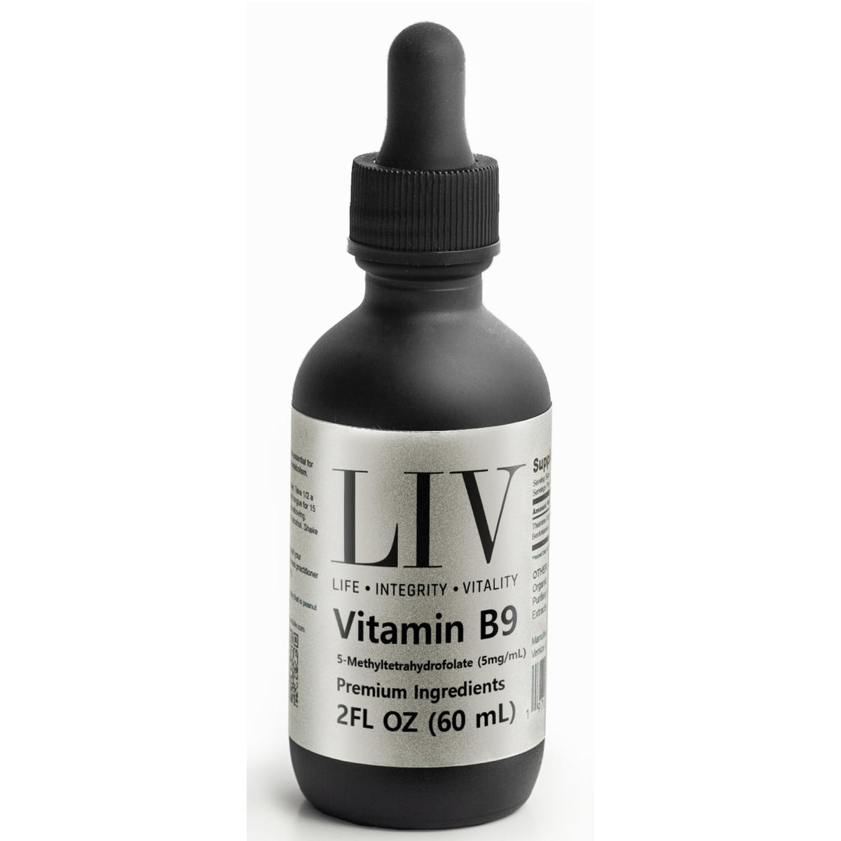 Flacon de complément alimentaire LIV B9 5-MTHF 60mL vue de face
