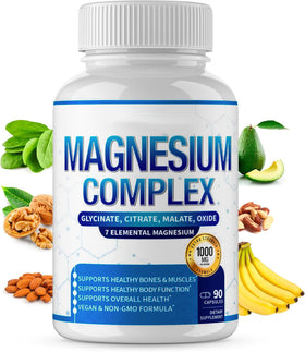 Flacon de complément alimentaire magnésium QSQSRUCH 1000mg 90 capsules