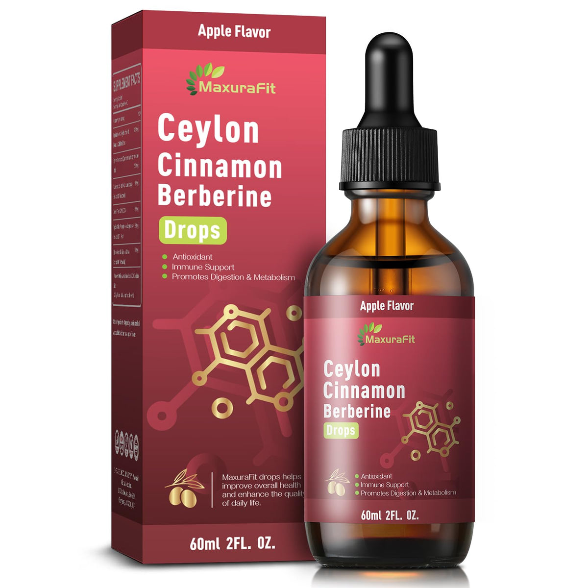 Flacon de complément alimentaire MaxuraFit Ceylan Cannelle Berbérine 120 ml