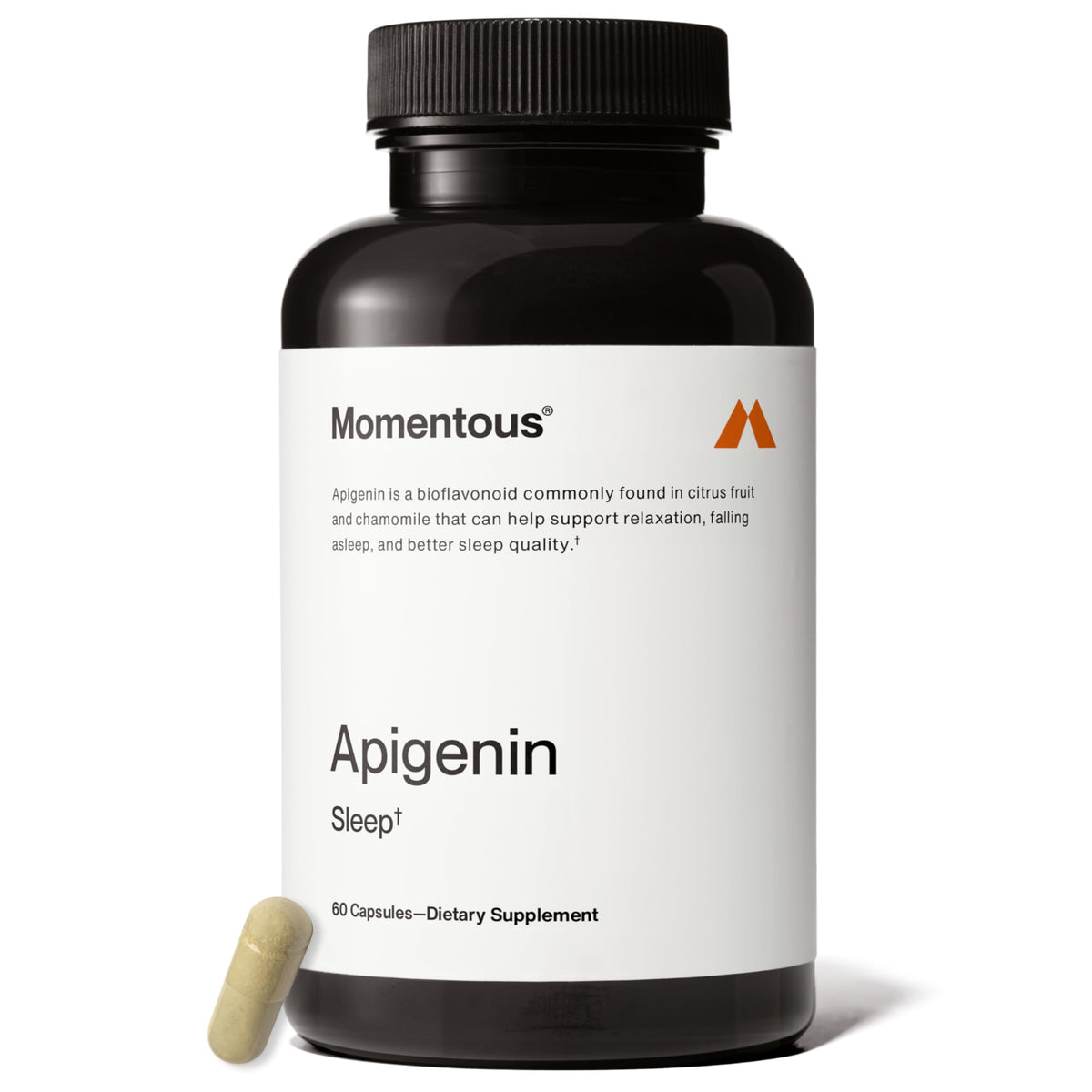 Flacon de complément alimentaire Momentous Apigénine 50mg, vue de face