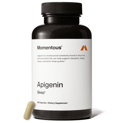 Flacon de complément alimentaire Momentous Apigénine 50mg, vue de face
