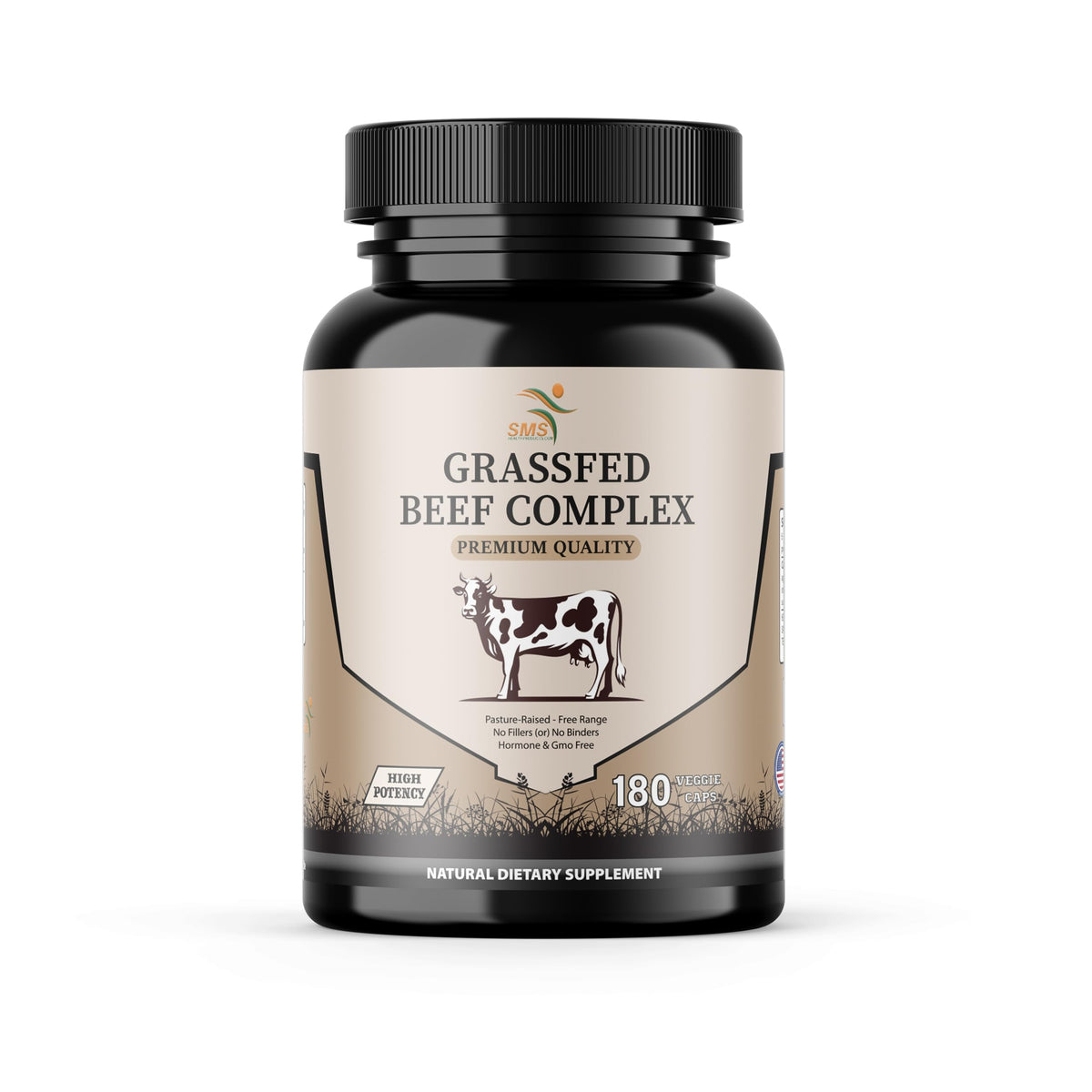 Flacon de complément alimentaire organes de boeuf 3000mg, 180 capsules