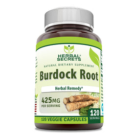 Flacon de complément alimentaire racine de bardane Herbal Secrets avec 120 gélules