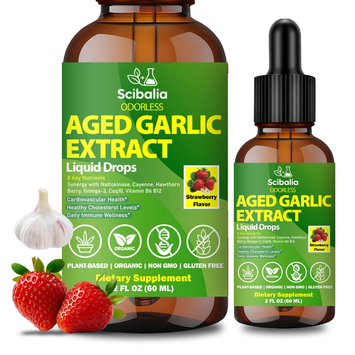 Flacon de complément alimentaire Scibalia Ail Vieilli Liquide 500mg