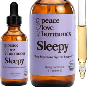 Flacon de complément alimentaire Sleepy de peace. love.. vue de face