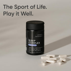 Flacon de complément alimentaire sommeil Sports Research sur fond blanc