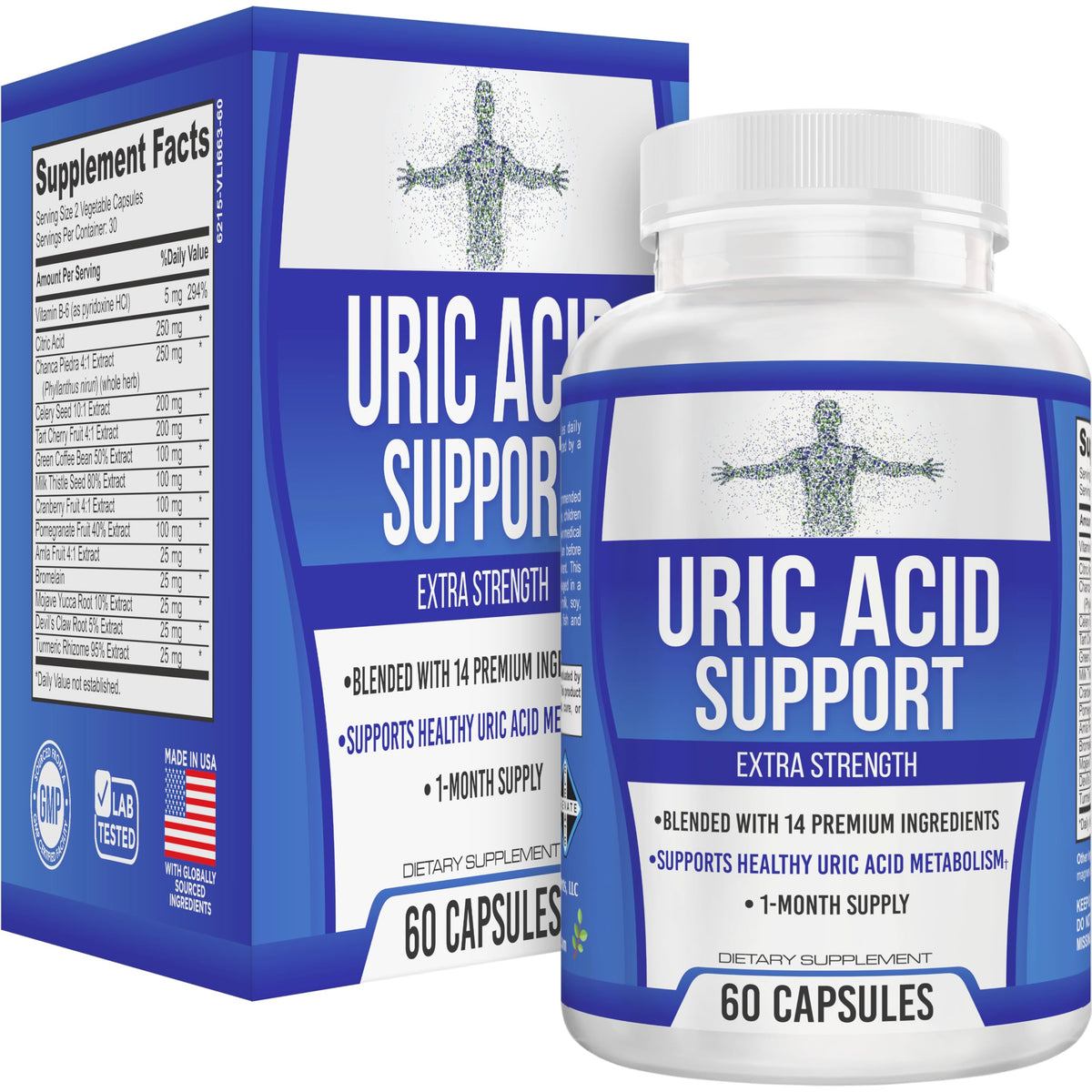 Flacon de complément alimentaire support use Supplements avec 60 capsules