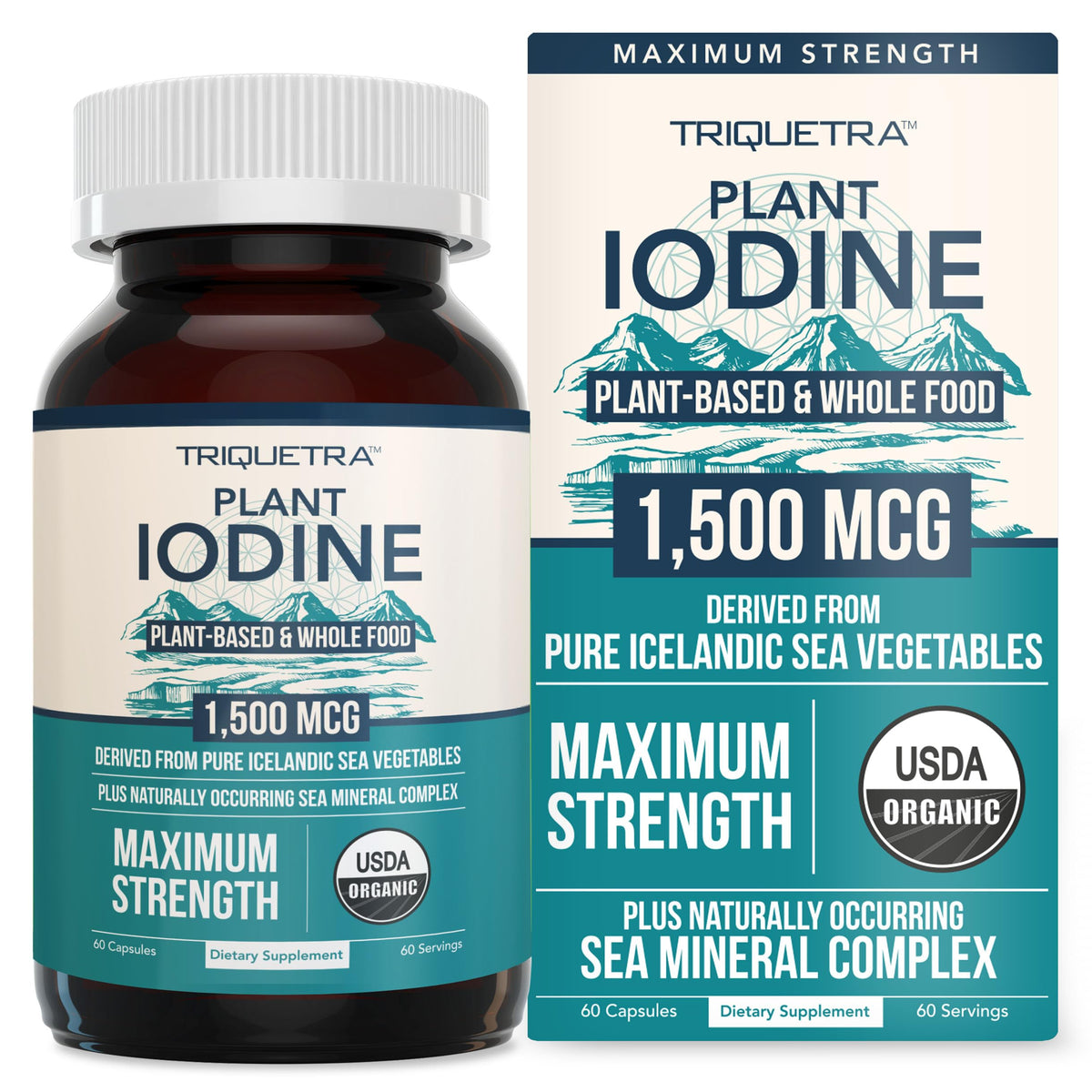 Flacon de complément alimentaire Triquetra Health iode 1500 mcg
