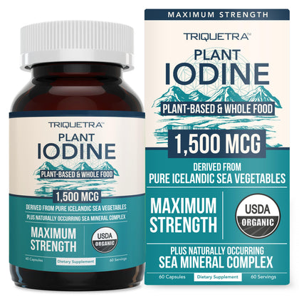 Flacon de complément alimentaire Triquetra Health iode 1500 mcg