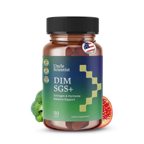 Flacon de complément alimentaire Uncle Scientist DIM SGS+ 150 mg contenant 90 capsules