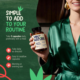 Flacon de complément alimentaire YOUBYNATURE sur une table