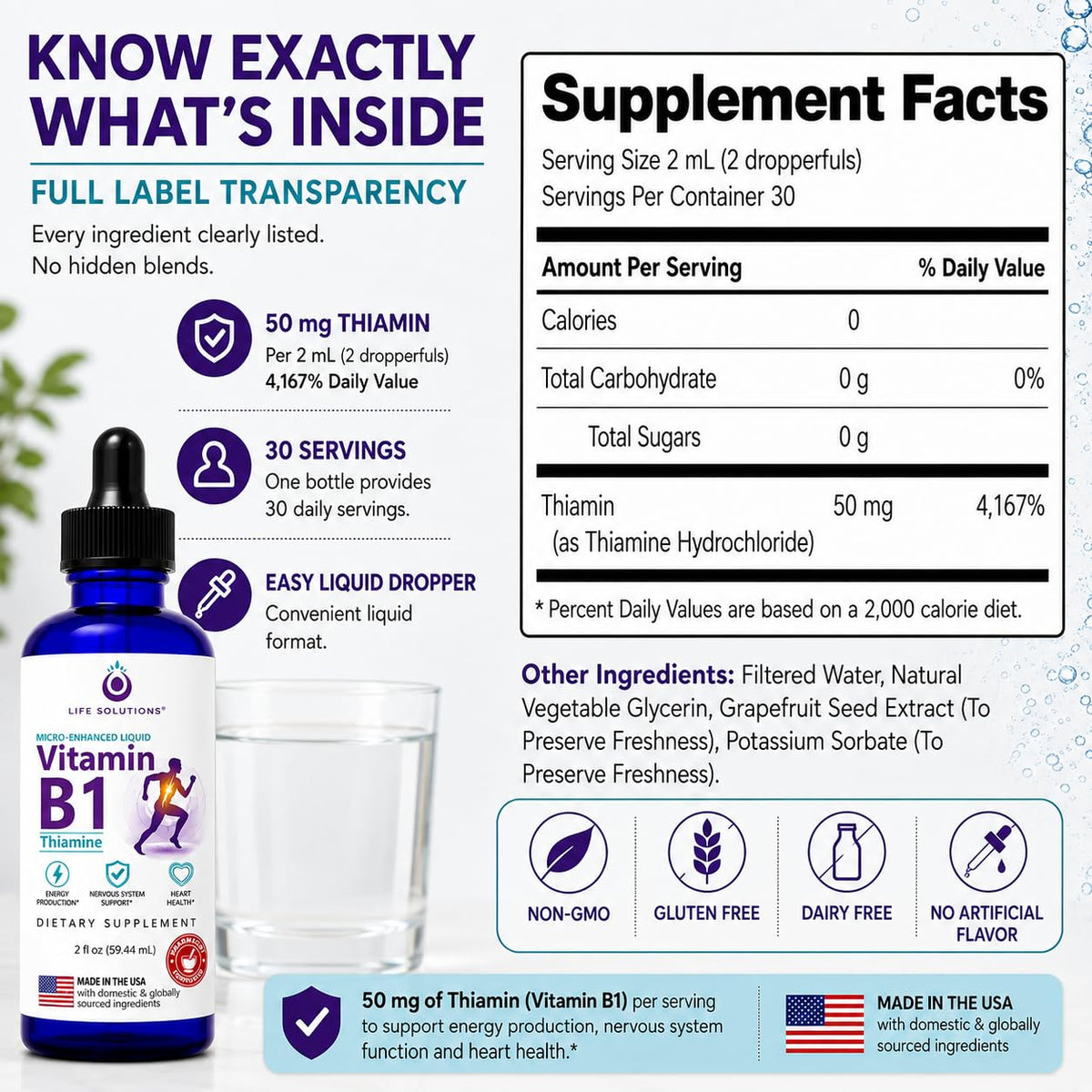 Flacon de complément B1 liquide avec dosage