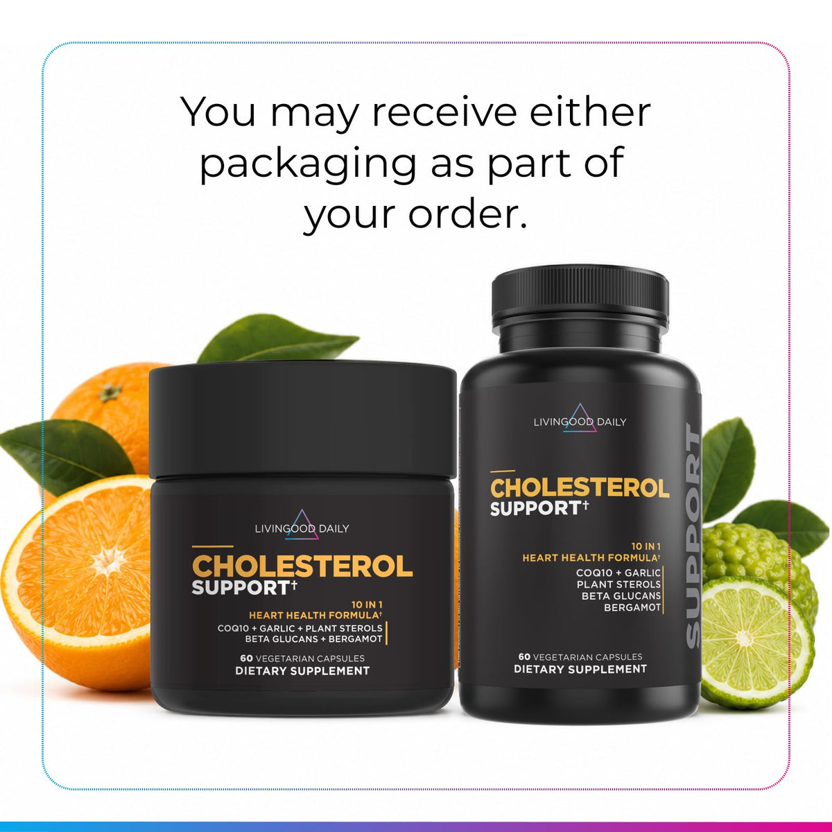 Flacon de complément cholestérol Livingood Daily avec capsules
