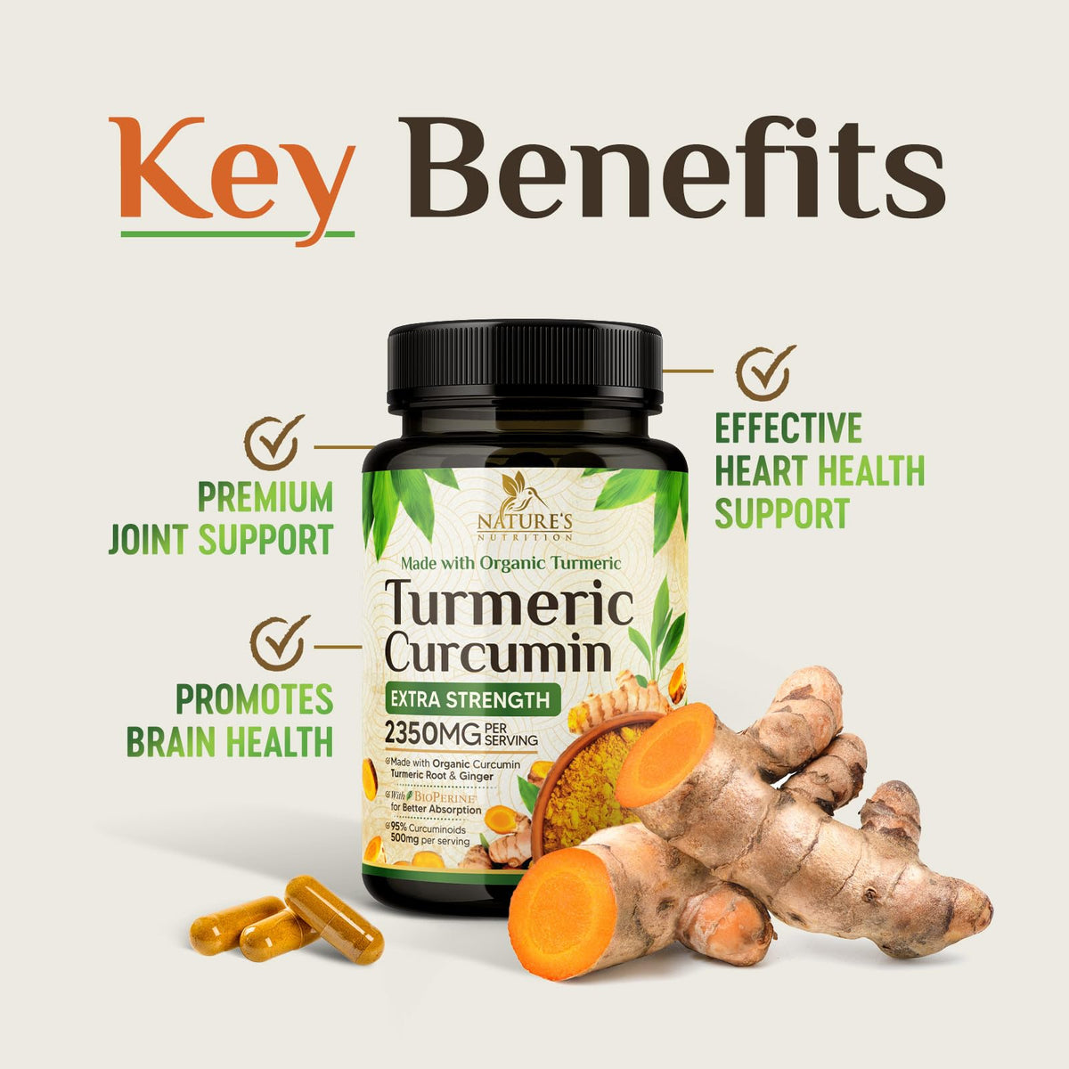 Flacon de Complément Curcuma & Gingembre dans un environnement naturel