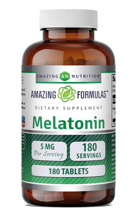 Flacon de complément de mélatonine Amazing Nutrition, 180 tablettes
