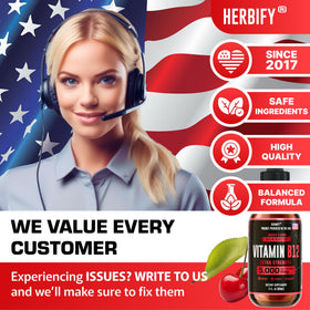Flacon de complément HERBIFY B12 Methylé avec gouttes sur une table