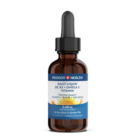 Flacon de complément liquide D3 K2 Omega 3 Passion 4 Life vue de face
