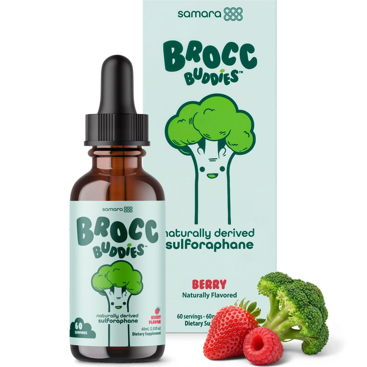 Flacon de complément liquide de germes de brocoli Samara 888, 60 doses, goût baie