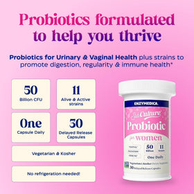 Flacon de complément probiotique Enzymedica ouvert avec capsules visibles
