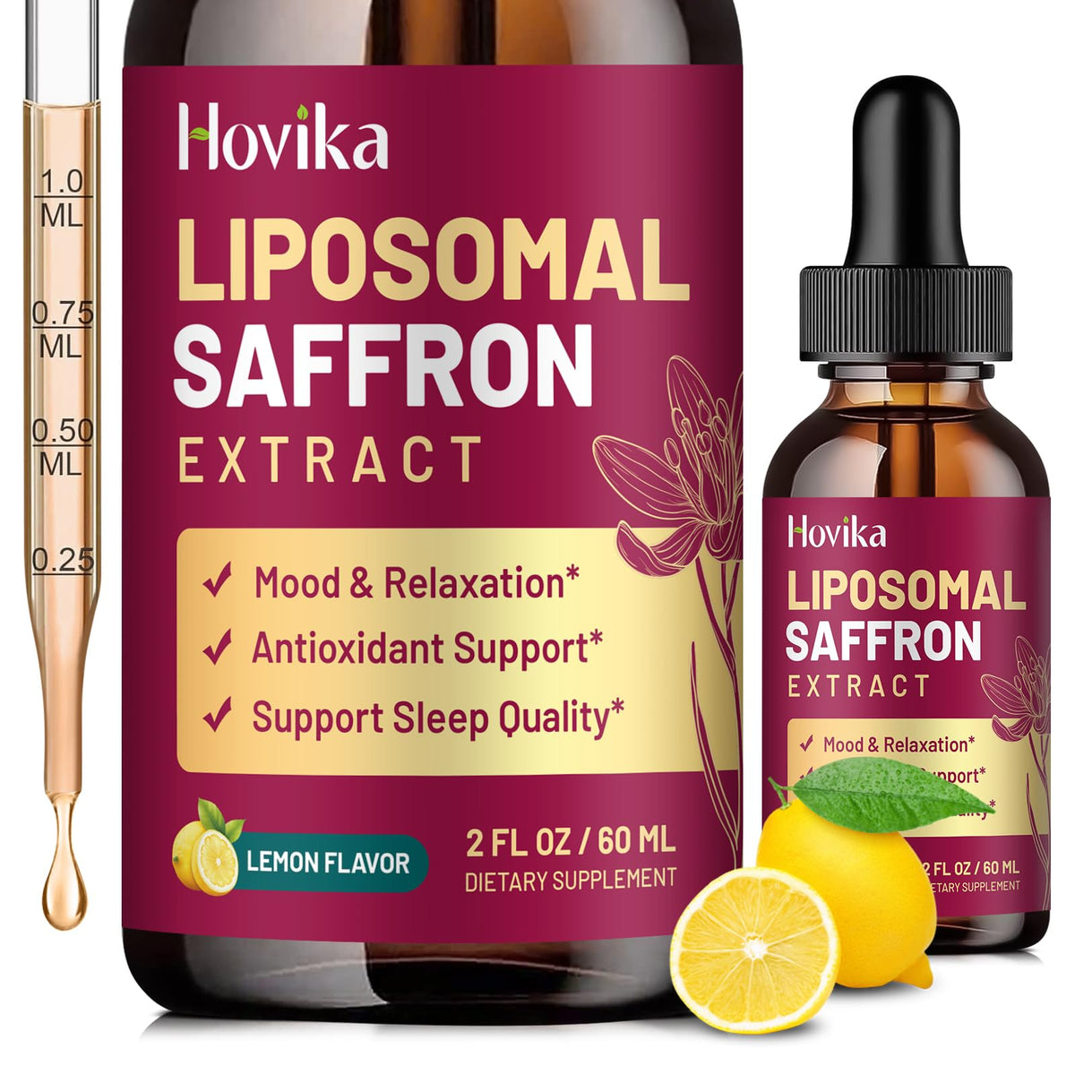 Flacon de compléments alimentaires de safran Hovika 88,5 mg vue de face