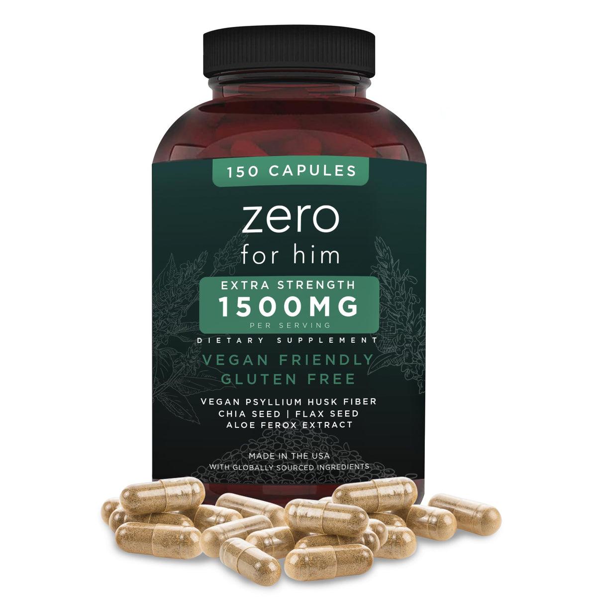 Flacon de compléments alimentaires en fibres végétales California Basics, 150 capsules