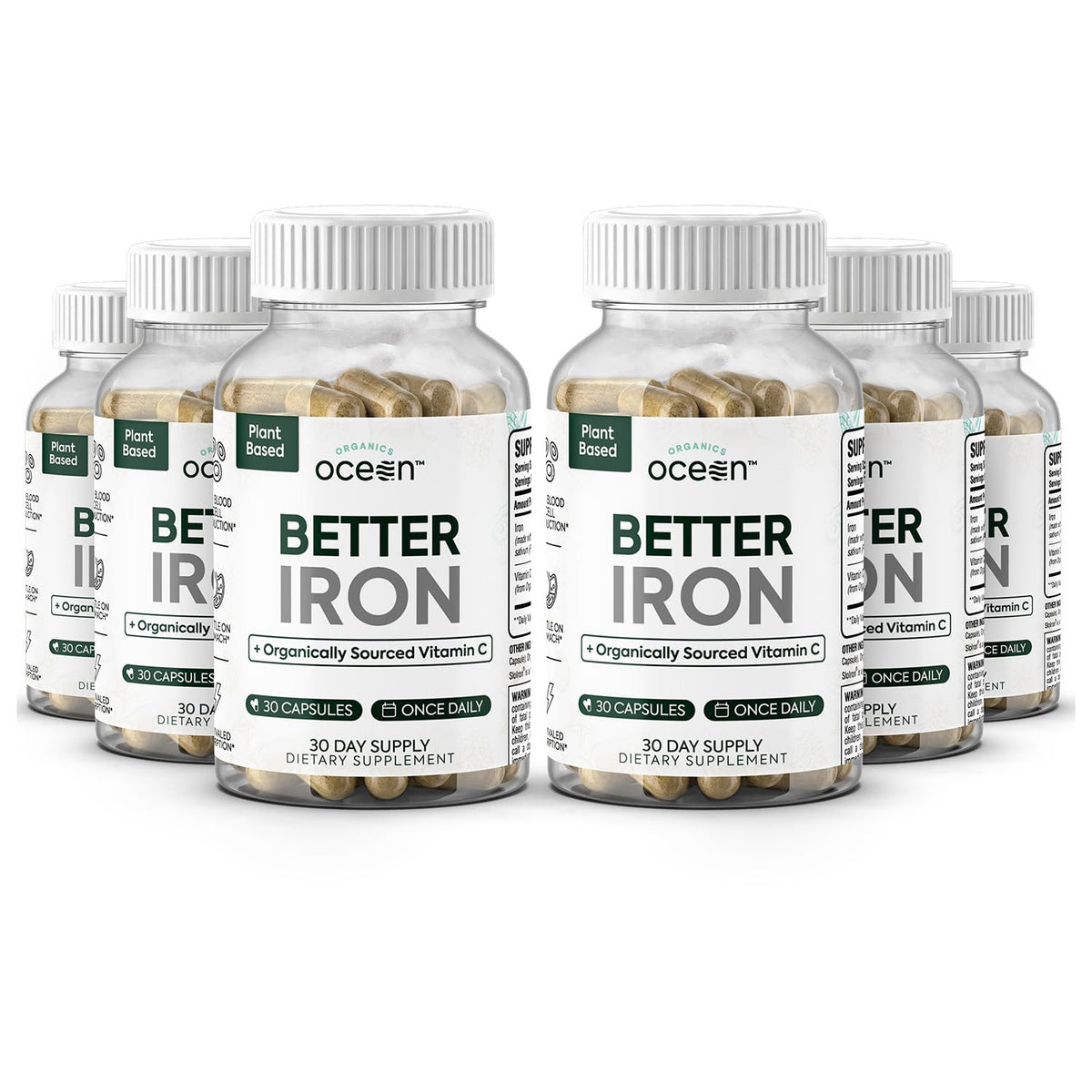 Flacon de compléments alimentaires Fer Végétal Organics Ocean avec 60 capsules