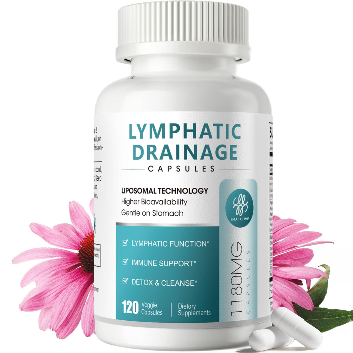 Flacon de compléments alimentaires iMATCHME Drainage Lymphatique 120 capsules
