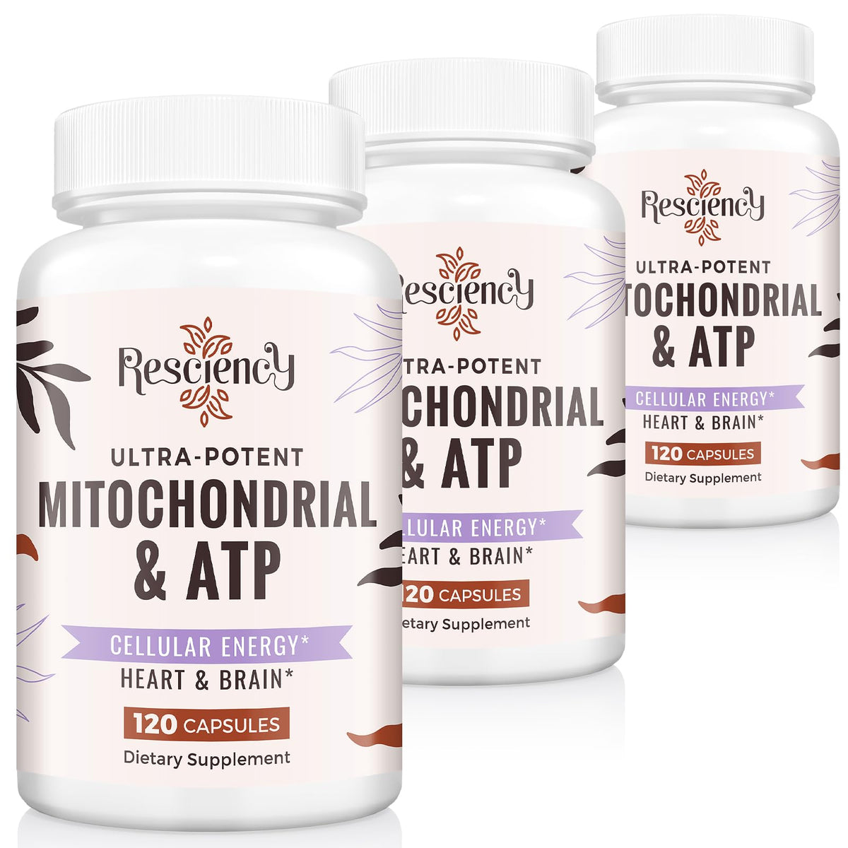 Flacon de compléments alimentaires mitochondriaux Resciency 2326 MG, 360 capsules