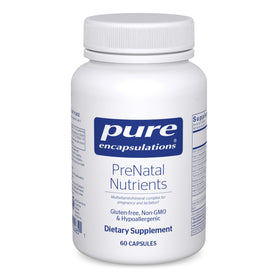 Flacon de compléments alimentaires prénatals Pure Encapsulations 60 capsules vue de face