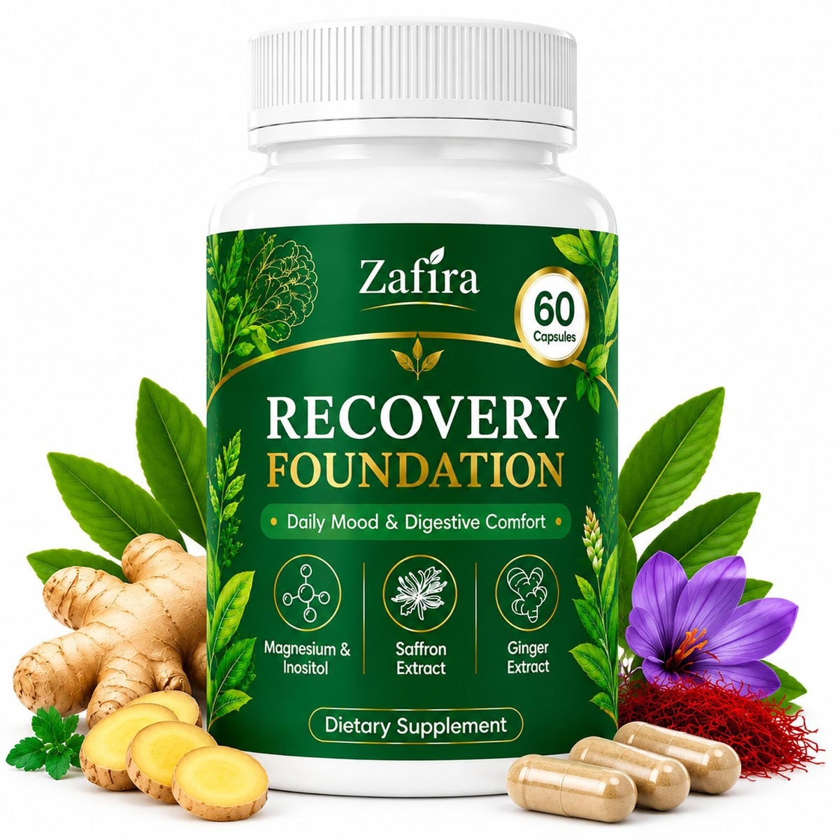 Flacon de compléments alimentaires Sereniva au safran, 60 capsules