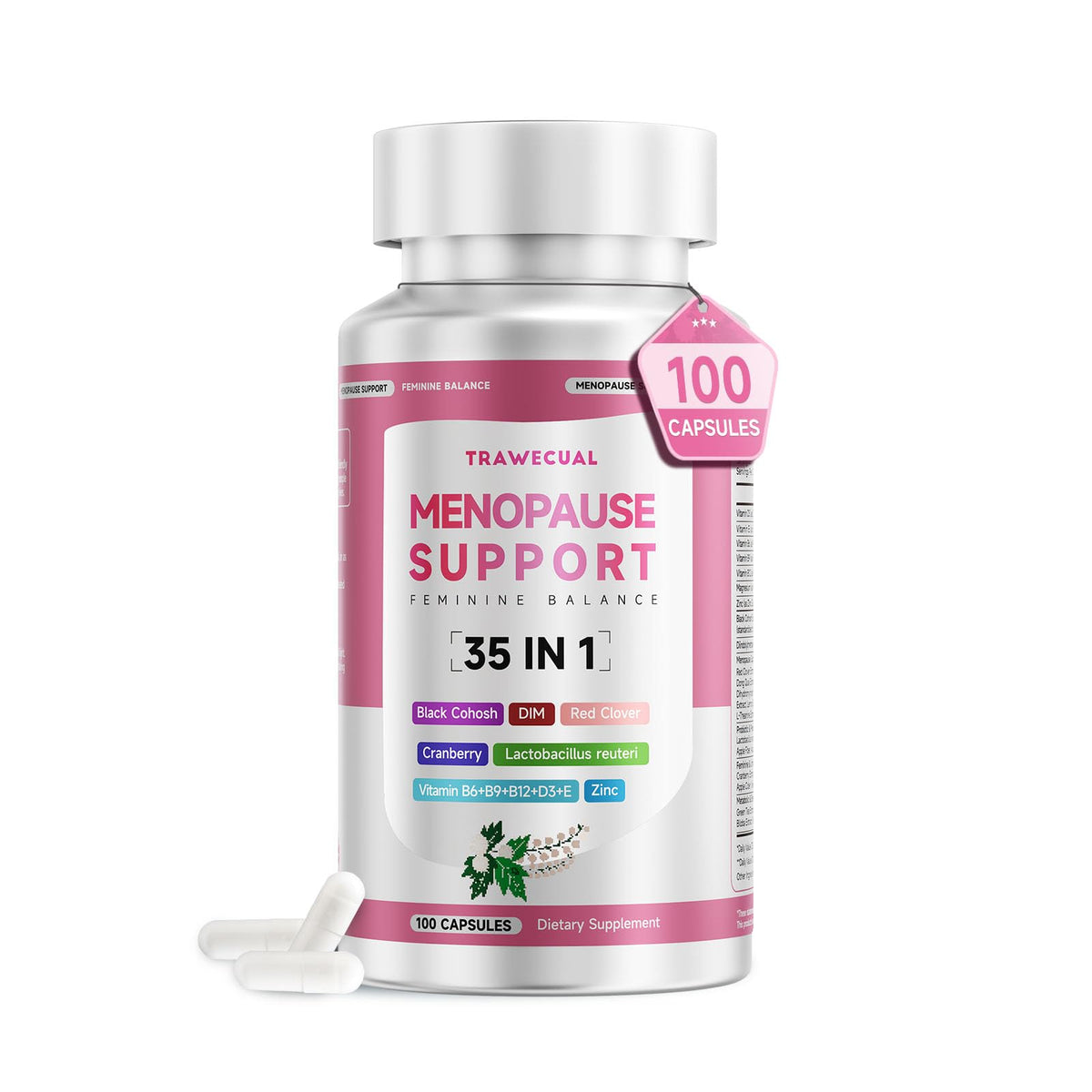 Flacon de compléments alimentaires Trawecual 400mg Black Cohosh 200mg DIM
