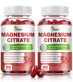 Flacon de compléments alimentaires ZIPINKJ Magnésium Citrate 400mg, 180 capsules