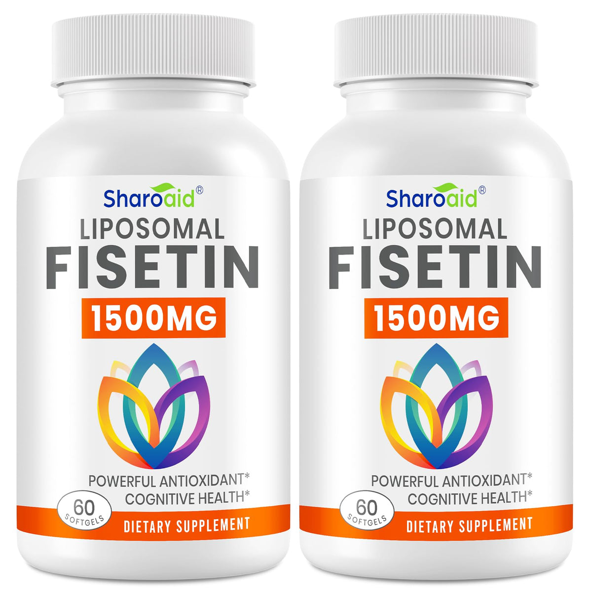 Flacon de Compléments Fisetin 1500mg Sharoaid vue de face