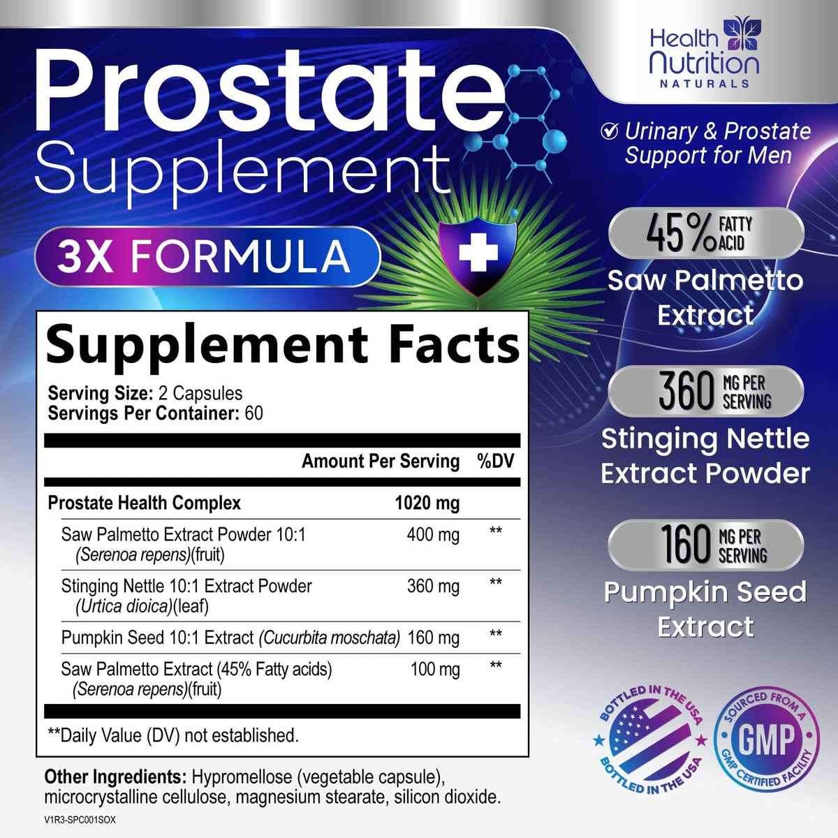Flacon de compléments Prostate 3x force avec capsules