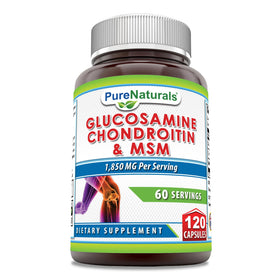 Flacon de compléments Pure Naturals Glucosamine Chondroitine MSM 1850 mg