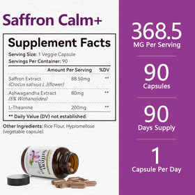 Flacon de compléments Saffran Ashwagandha L-Theanine ouvert