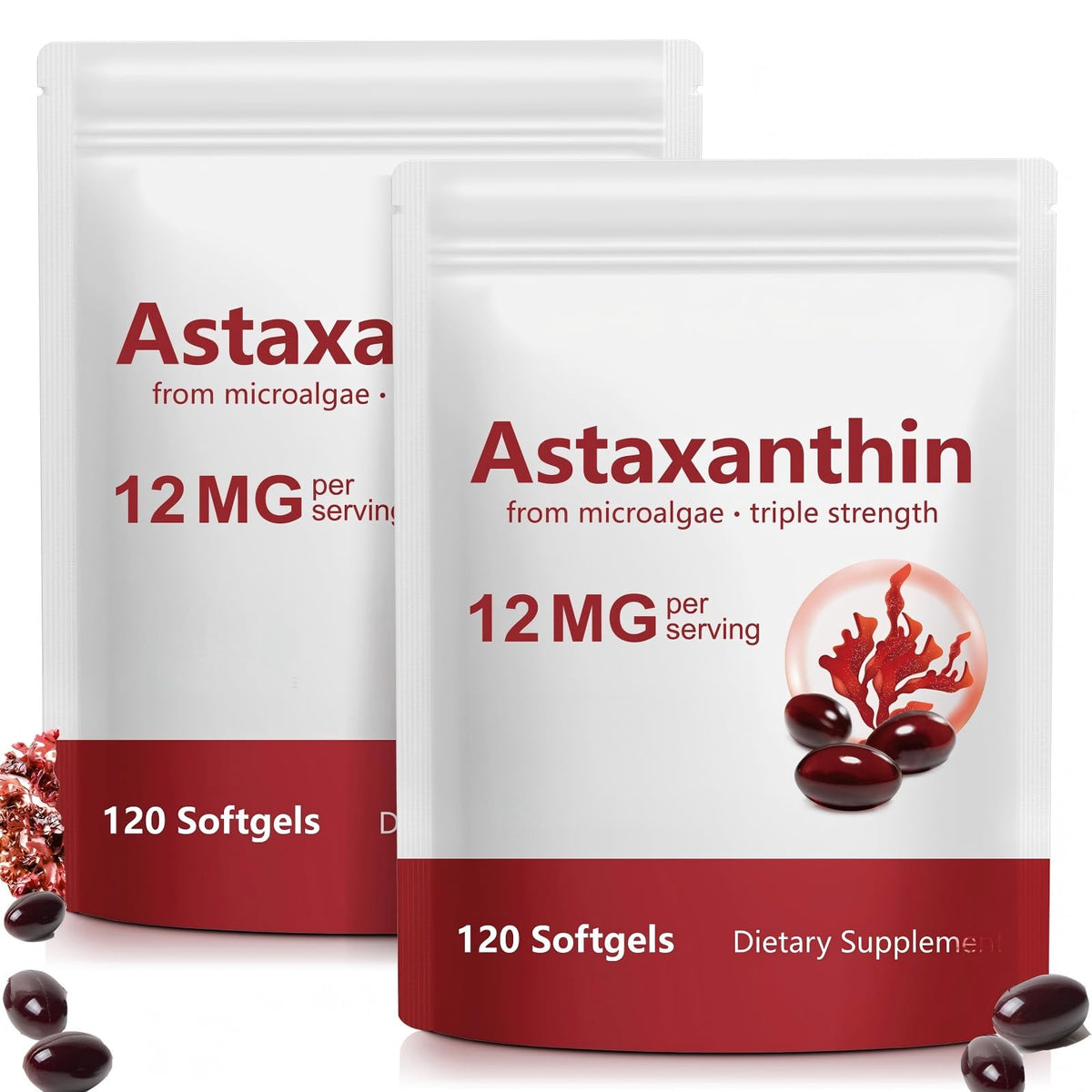 Flacon de compléments SDJUFEI Astaxanthine 12mg, 120 capsules