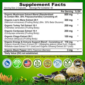 Flacon de complexe de champignons biologiques Nutrition Restore sur fond blanc