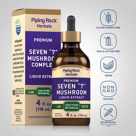 Flacon de Complexe de Champignons Liquide Piping Rock sur une table