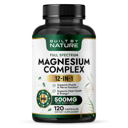 Flacon de Complexe de Magnésium Built by Nature 500mg 120 capsules