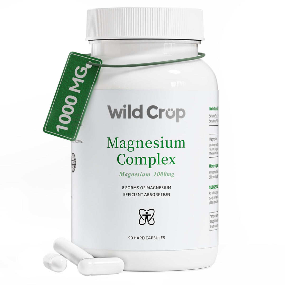Flacon de Complexe de Magnésium Wild Crop 1000mg vue de face