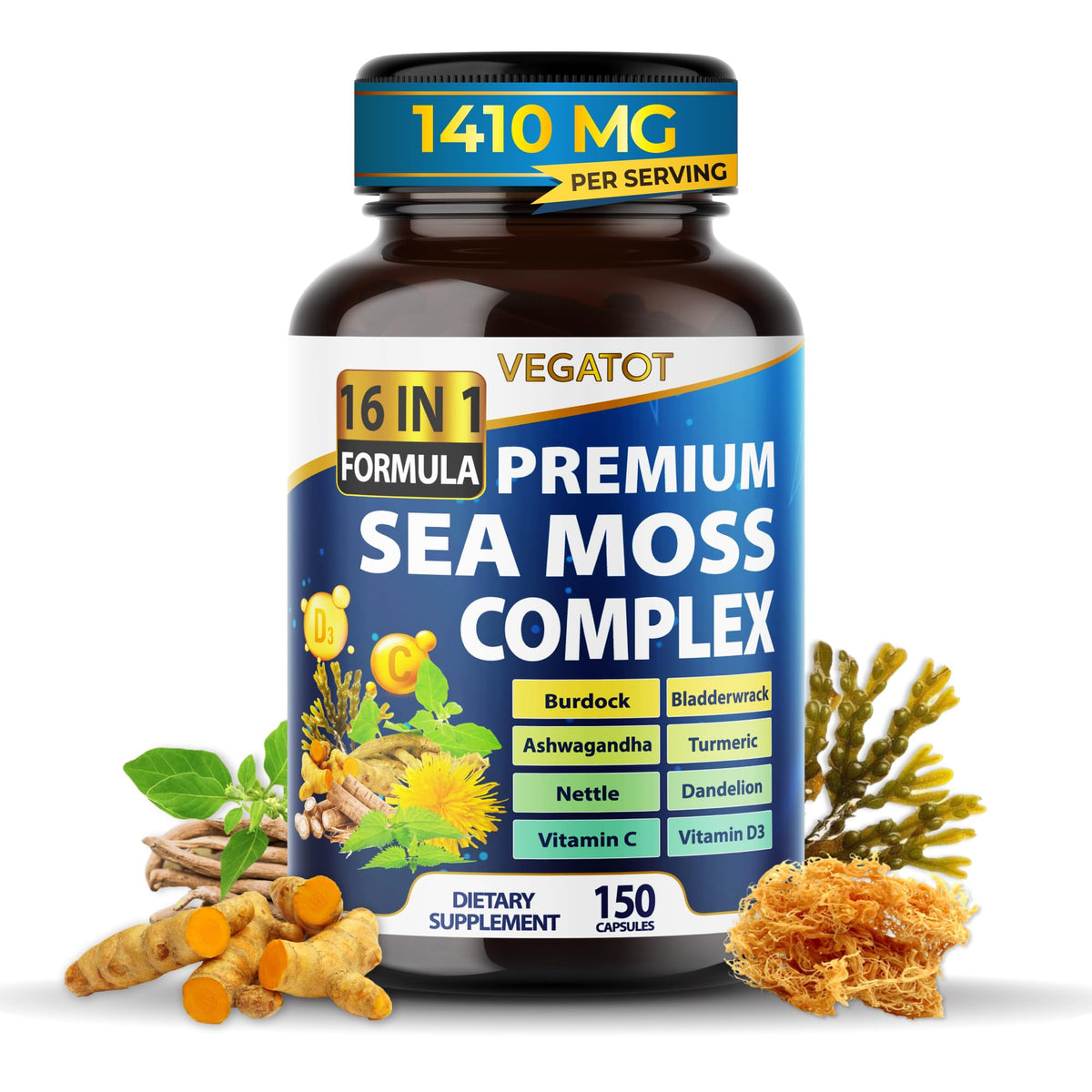 Flacon de Complexe de Mousse de Mer VEGATOT 1410 mg vue avant