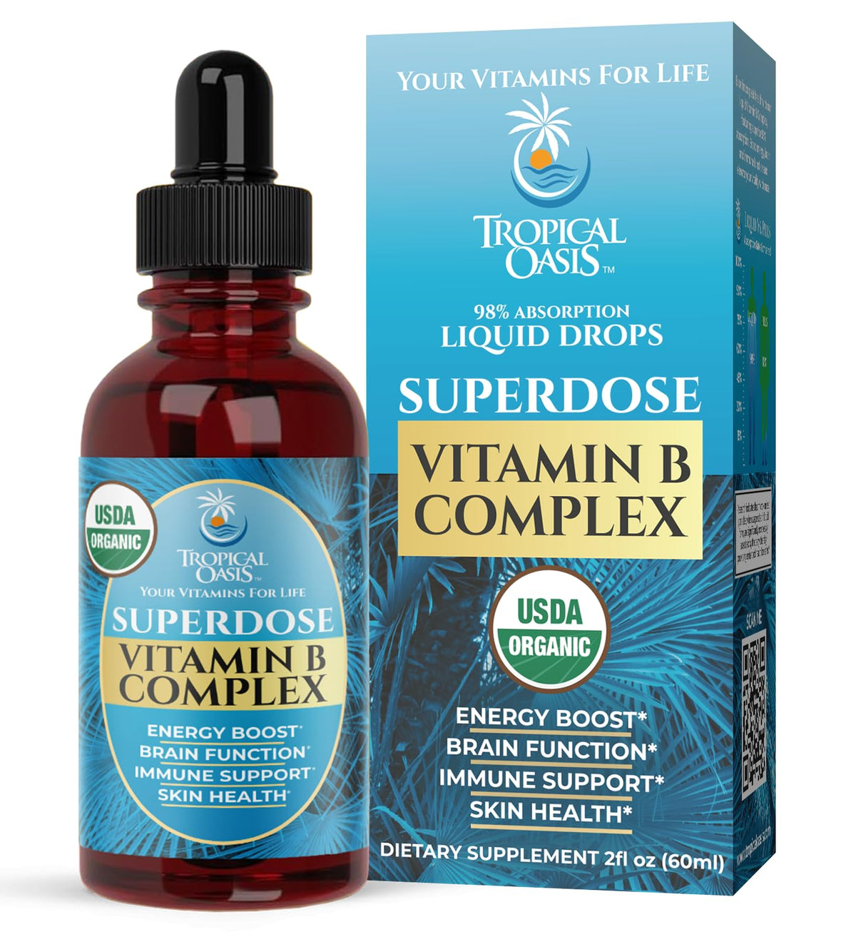 Flacon de Complexe de Vitamines B Liquide Tropical Oasis 60 Serv.