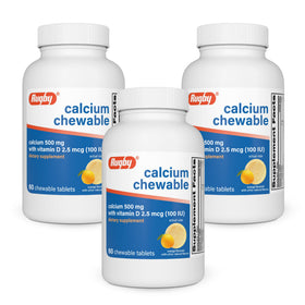 Flacon de comprimés à mâcher Calcium 500mg RUGBY LABORATORIES vue de face
